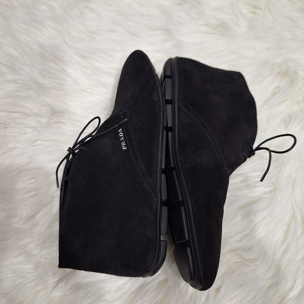 NWOT PRADA Black Suede Dessert Lace Up Booties Sneakers - Picture 7 of 8